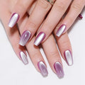evpct Lavender Purple Cat Eye Glitter Coffin Press-On Nails - Medium Square, 32 Pack
