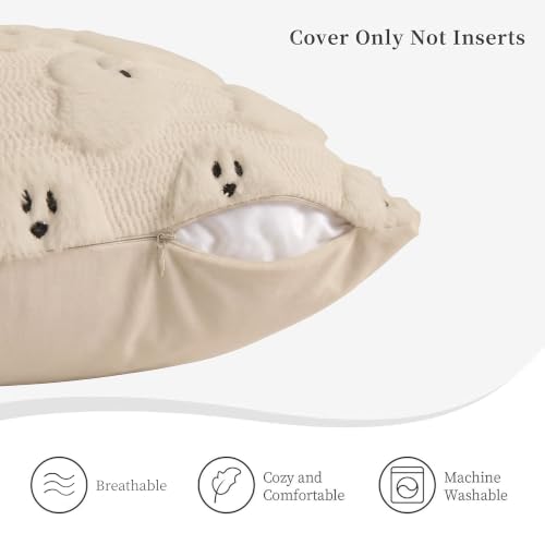 Halloween Throw Pillow Covers 18x18 Inch Set of 4 Beige Ghost - Fall Decor