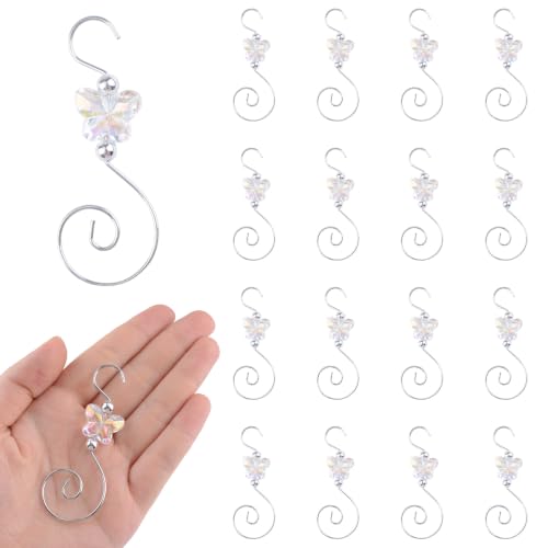 Christmas Ornament Hooks Set 30 Pcs Silver Butterfly Bead S-Shaped Decorations