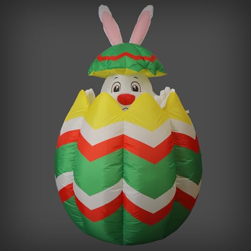 Halloween Inflatable Bunny Decoration with Auto-Lifting & LED Lights for Yard Garden Outdoor Indoor