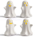 Halloween Ghost Decor Set Light Up LED Ceramic Ghosts 4 Pack - 3 Inch