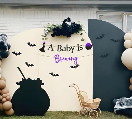 Halloween Baby Shower Banner - Glitter 'A Baby Is Brewing' Decorations