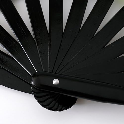 Multicoloured UV Glow Hand Fan - Large Folding Rave Bamboo Fan for Party Dancing Wedding