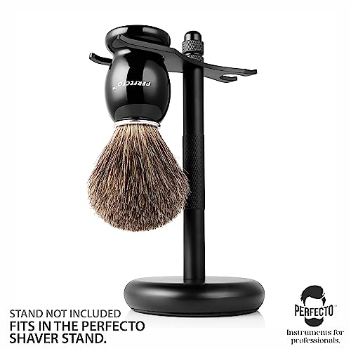 Perfecto 100% Pure Badger Shaving Brush Black Handle - Luxurious Wet Shave