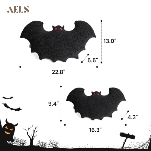Bat Pillow Set of 2 - 23.6" & 19.6" Halloween Plush Decorative Pillows - Variation L+M