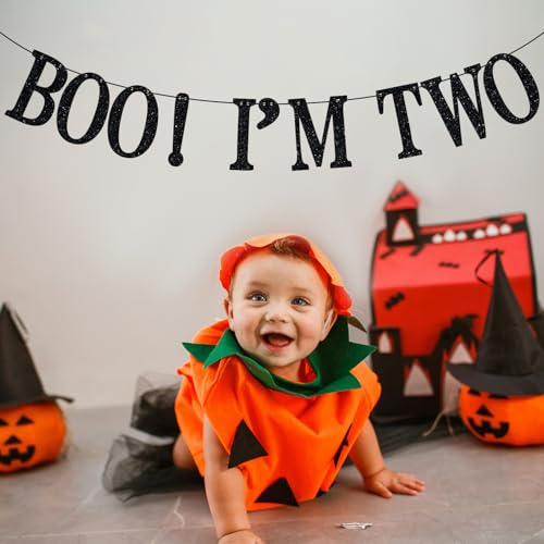 Halloween Second Birthday Banner - Boo I'm Two Spooky Party Decorations