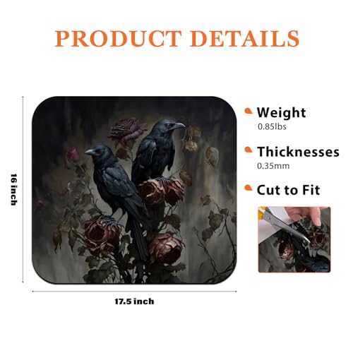 Dark Academic Black Crow Dish Drying Mat - Halloween Raven Kitchen Counter Protector with Variation Black Crow2