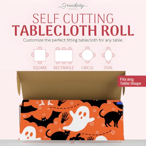 Halloween Orange Plastic Table Cloth Roll - 54in x 3600in Rectangular Party Cover