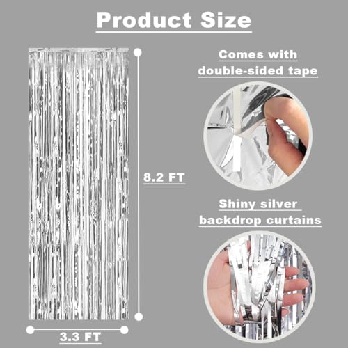 Silver Tassel Backdrop 3 Pack - Party Streamers & Curtain Decorations