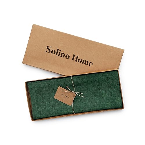 Pure Linen Table Runner - Forest Green Woven 14x48 Inches - Athena