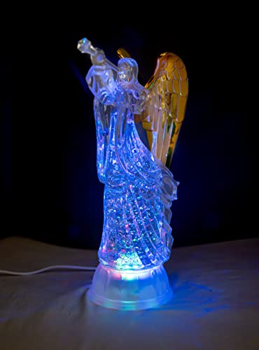 12-Inch LED Angel Trumpet Statue Decor - Christmas & Holiday Figurine with Lights
