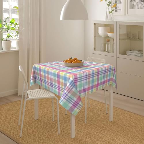 Easter Checkered Tablecloth 60x60 Inch Colorful Buffalo Plaid Square Table Cover