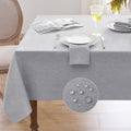 Light Grey Extra Long Rectangular Faux Linen Tablecloth 60x144 Inch Waterproof & Wrinkle-Resistant for Outdoor & Indoor Use