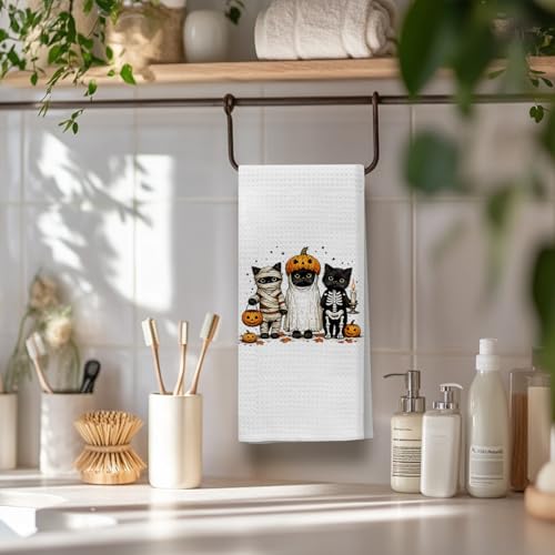 Halloween Spooky Cat Kitchen Towel 16x24 Inch - Fall-25 Cute Black Cat Gift