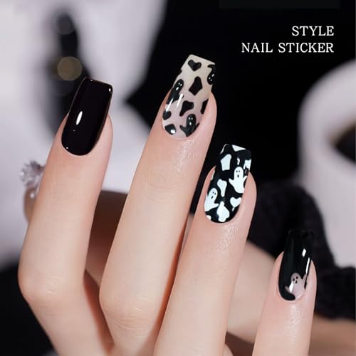 Semi Cured Gel Nail Strips Halloween Ghost Nail Art Stickers - 20 Pack