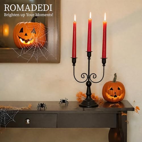 Black 3-Arm Candle Holder Set of 2 - Halloween Gothic Decor, 12 Inch Tall