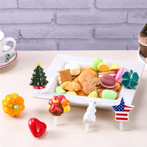 All Holiday Hand-Painted Ceramic Cake Toppers - Set of 7 for Party Decorations