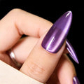 Cat Eye Press On Nails Medium 321 Purple Glitter - Reusable Fake Nails Kit