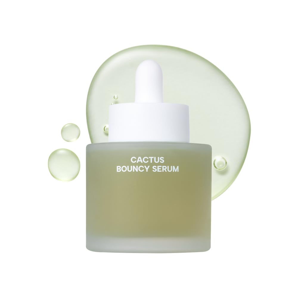 Whamisa Organic Cactus Bouncy Serum - 48H Inner Skin Moisture & 72H Hydration | Korean Facial Ampoule (52ml)