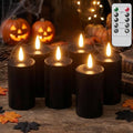Halloween Mirror Surface Candles with Remote Timer - Black Set of 6
