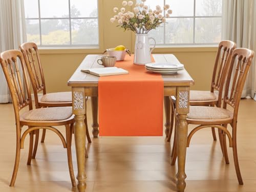 Orange Table Runner 16x71 Inch Seasonal Fall Waterproof Kitchen Decor