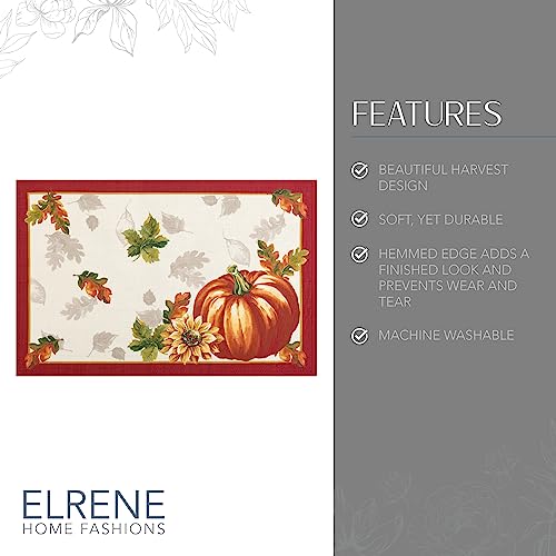 Autumn Leaf Bordered Fall Placemats Set of 4 - 13x19 Inches, Polyester Table Decor