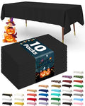 Disposable Plastic Table Cloth for Rectangle Tables - Black 54 x 156 Inches - 10 Pack