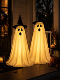 Outdoor Halloween Ghost Decorations Set with LED Lights, Adjustable Tall Spooky Figures