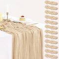 Champagne Cheesecloth Table Runner Set - 12 pcs 35x120 Inches, Boho Wedding Decor