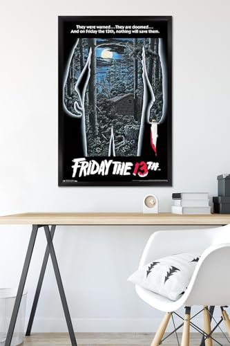 Friday the 13th Wall Poster - Black Framed 22.375 x 34 inches - Modern Room Decor