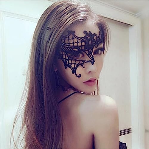 6-Piece Black Lace Eye Masks Set for Costume Parties and Masquerades