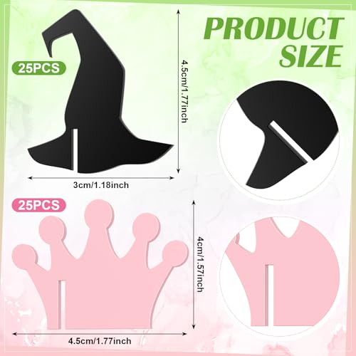 Princess and Witch Drink Markers Set - Crown & Hat Variations, 50 Pcs