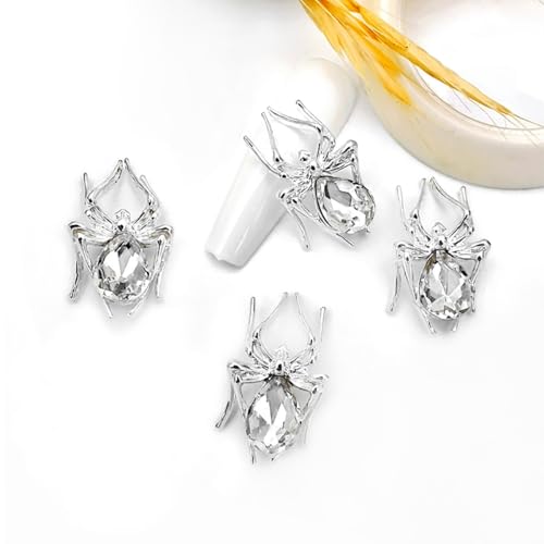 Halloween Spider Nail Charms Set - Gold Silver Alloy Rhinestones for Acrylic Nails & DIY Decor - Variation: Gold Silver Spider
