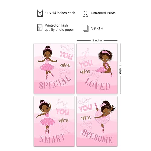Black Girl Nursery Wall Decor 11x14 Inch Print - Black Girl Magic Inspirational Artwork - Pink Girls Room Wall Art - Variation 1