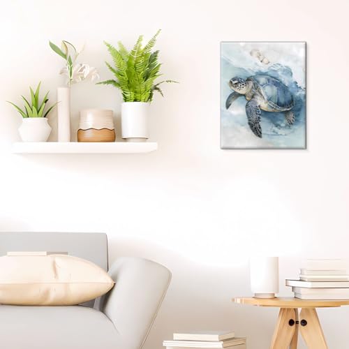 Sea Turtle Canvas Wall Art - Underwater Ocean Wall Decor, 8x10 Inches - Variation Turtle-03