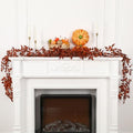 2-Pack Fall Garland Set - 6 ft Plum Autumn Leaves & Berries Decor