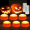 6 Pack Halloween LED Pumpkin Lights with Remote & Timer - Flickering Flameless Jack-O-Lantern Candles