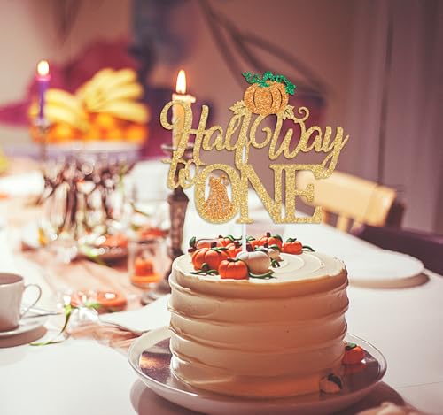 Half Year Pumpkin Cake Topper for Baby Shower & Birthday - Fall Decorations