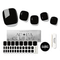 Semi Cured Gel Nail Strips for Toes - 32 Pieces Black P - Easy Application & Long Lasting Pedicure Stickers, UV Lamp Required