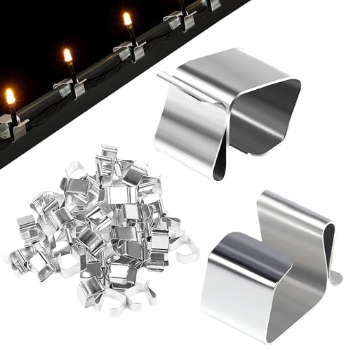 50 Pcs Metal Gutter Light Clips for Hanging Outdoor String Lights - Christmas & Halloween Decor