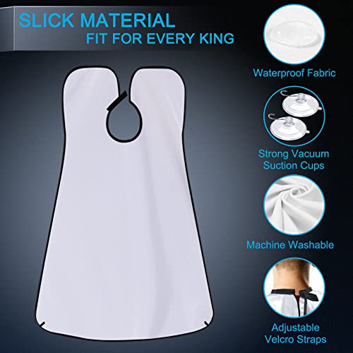 White Beard Bib Apron Hair Catcher for Shaving Grooming - Non-Stick, Adjustable