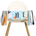 Halloween Ghost First Birthday Banner for Boys - Spooky Baby Party Decor, Blue Ghost Celebration Flag