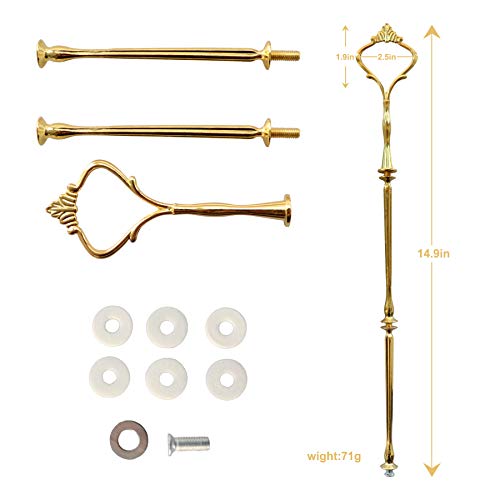 Happy Will Gold 3-Tier Cake Stand Hardware Kit with Crown Handle - Fruit & Dessert Plate Fittings