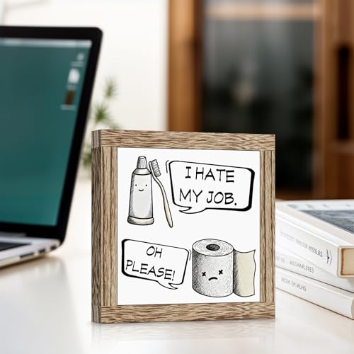 Funny Farmhouse Wooden Bathroom Sign - Rustic Toilet Decor with Variation 005