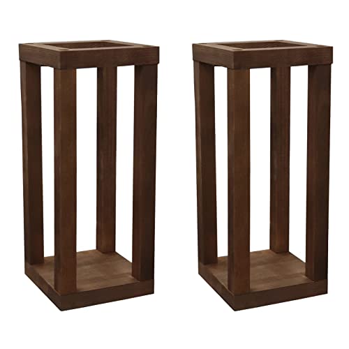 Rustic Wooden Candle Holders Set for Wedding & Farmhouse Decor - 12 Inch