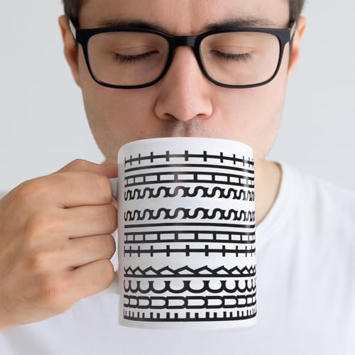 Hidden Message Coffee Mug 11oz Black Rune Pattern - Funny Gift for Coffee Lovers