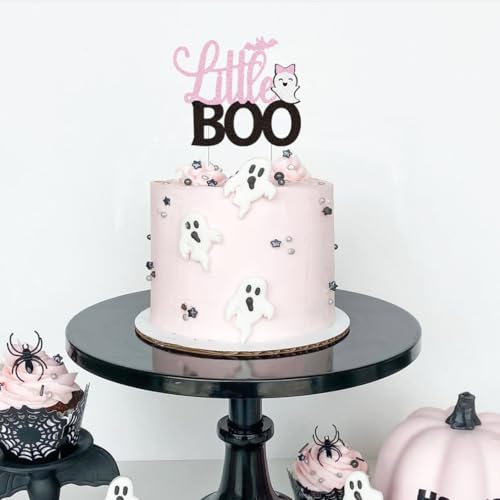 Pink Halloween Little Boo Cake Topper for Themed Cakes