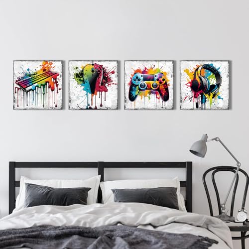 Banksy Graffiti Wall Art Game Room Decor for Boys - 16x16in Gaming Set