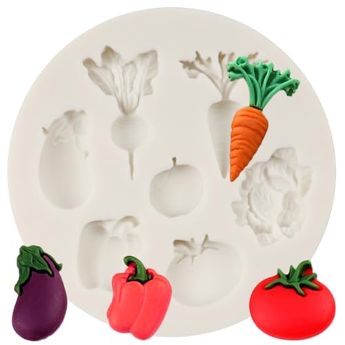 Vegetable Silicone Fondant Mold Set - Radish, Tomato, Eggplant, Cabbage - Style G