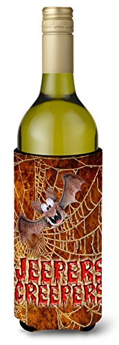 Halloween Jeepers Creepers Wine Bottle Hugger with Bat & Spider Web - Collapsible Insulator